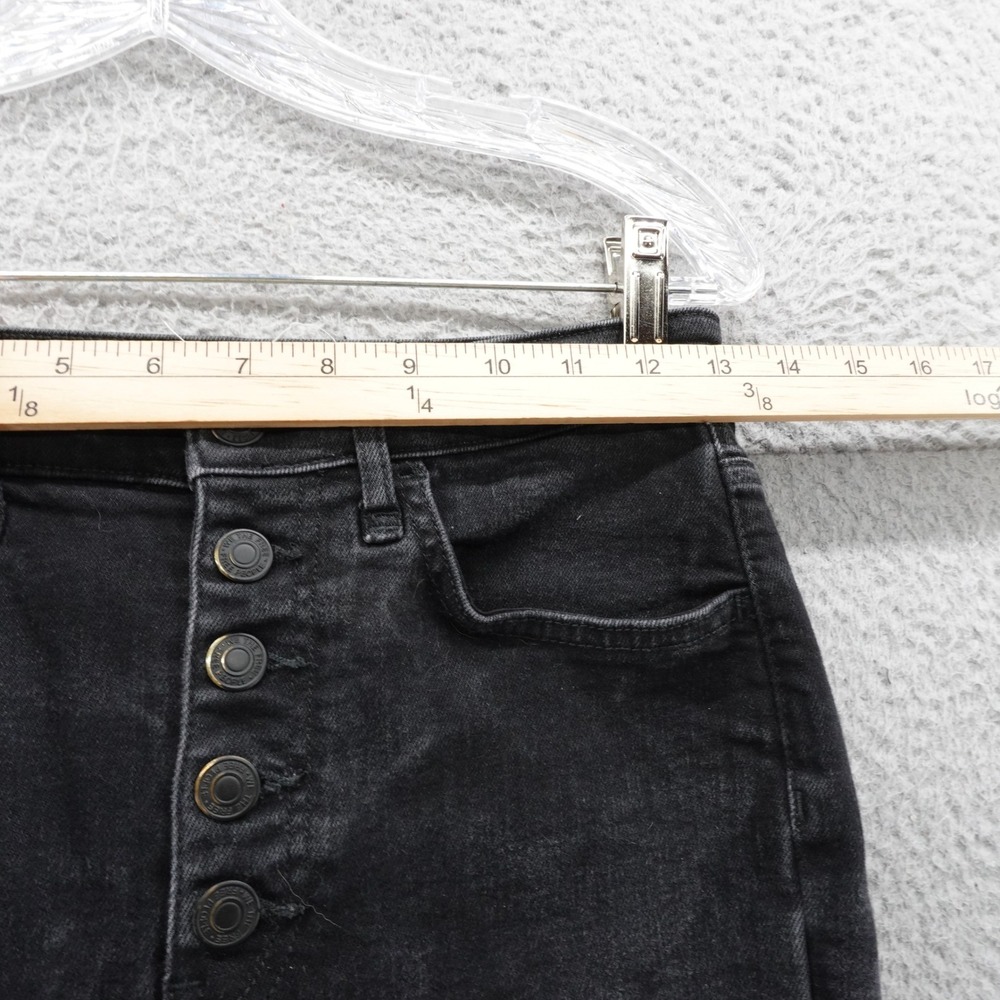 We The Free People Skinny Jeans‎ 27 Black Womens Button Fly Distressed Raw Hem - Picture 6 of 15